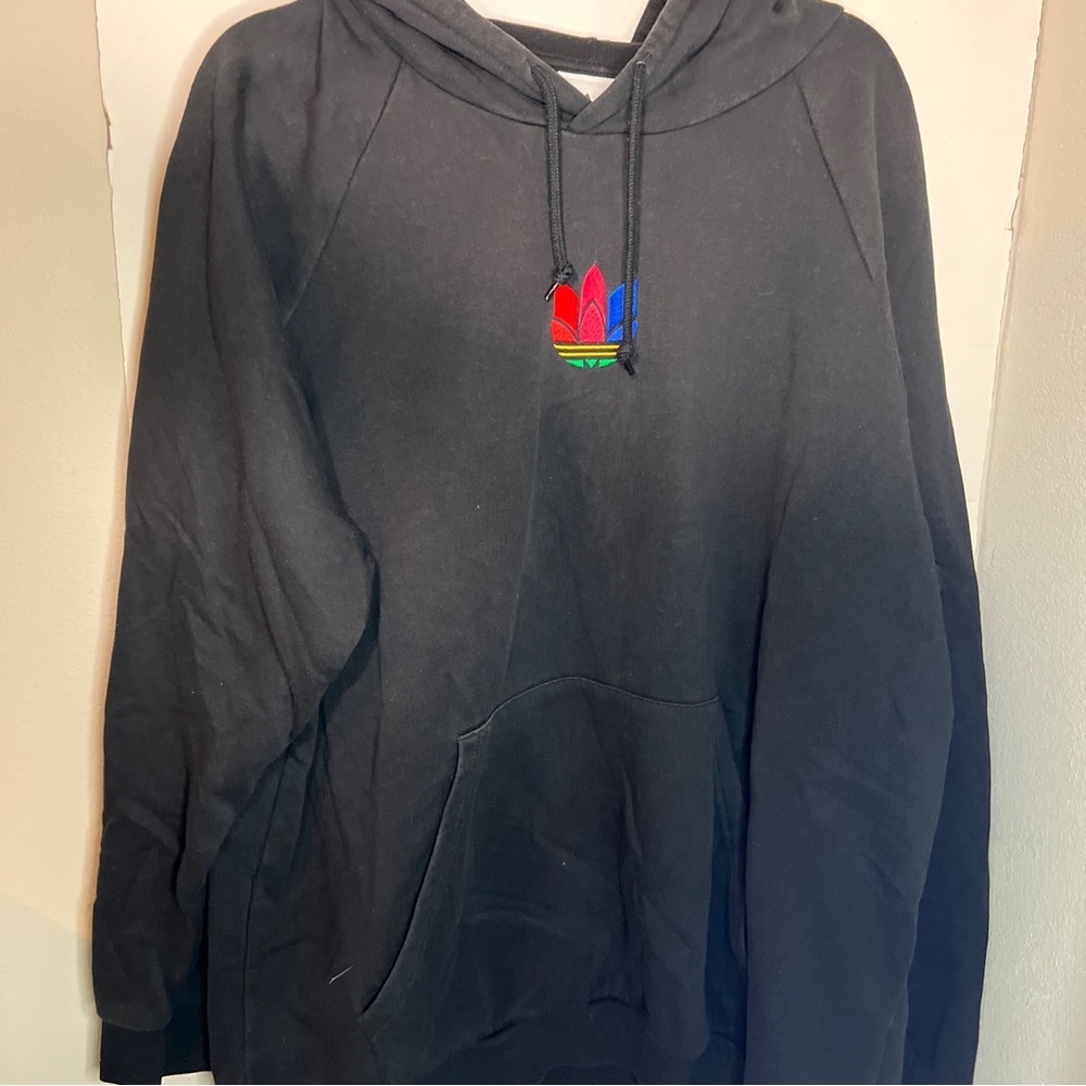 Adidas Originals 3D Trefoil Hoodie Men's XXL BLACK Pullover Adult